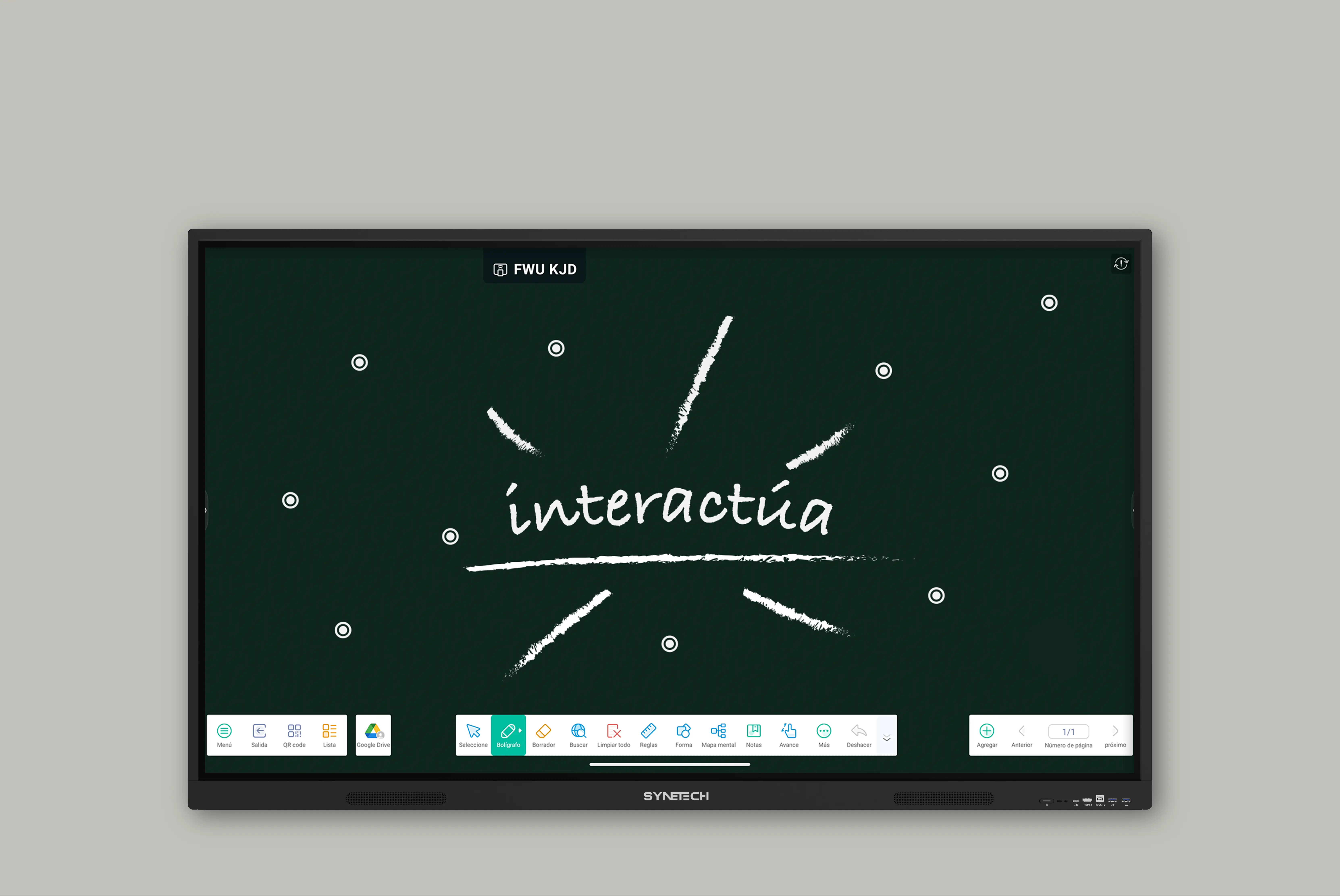 Escribir en pantalla interactiva con lápiz y dedo, borrar con la palma